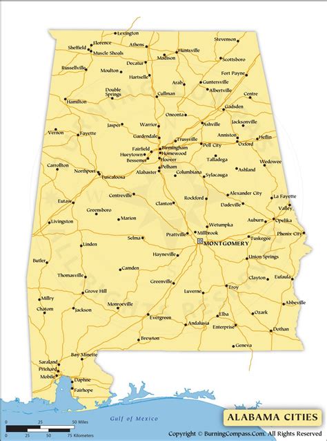 Map of Alabama Cities, List of Cities in Alabama by .